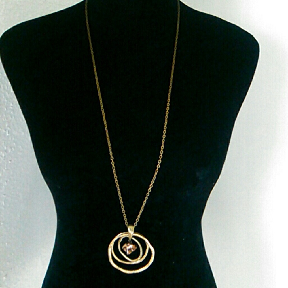 Long Bronze Necklace With Charm